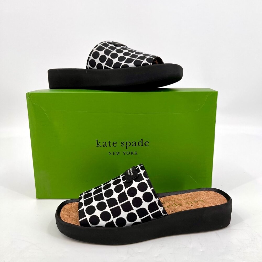 kate spade Black and White Dot Slide Sandals